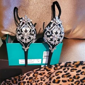 Satin Rhinestone Embellished Evening  Sandal